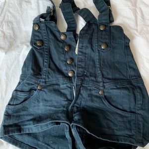 Era of chaos navy button up fitted overalls